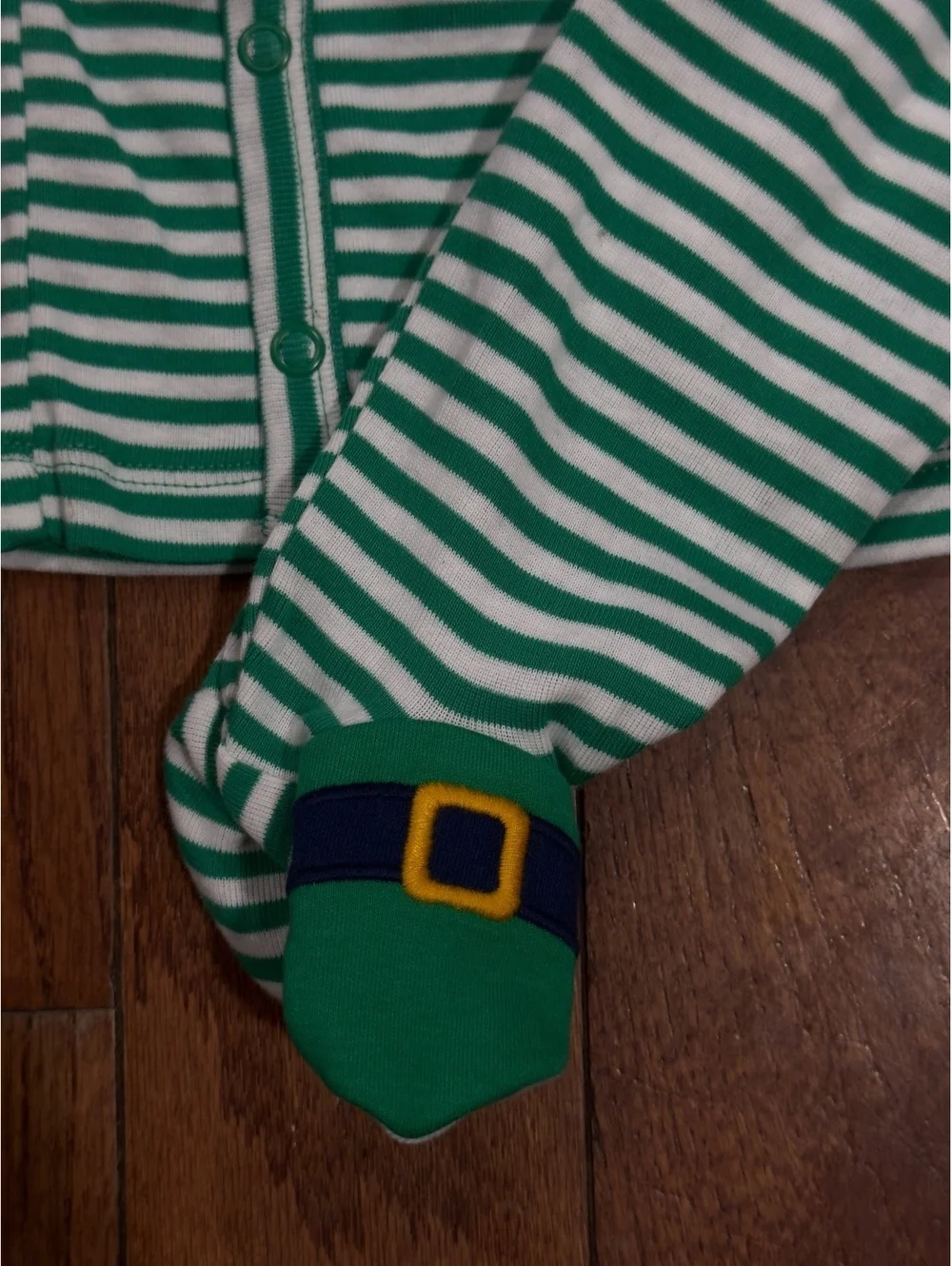 Carter's Baby Green and White Striped Footed Pajamas 0-3 Months